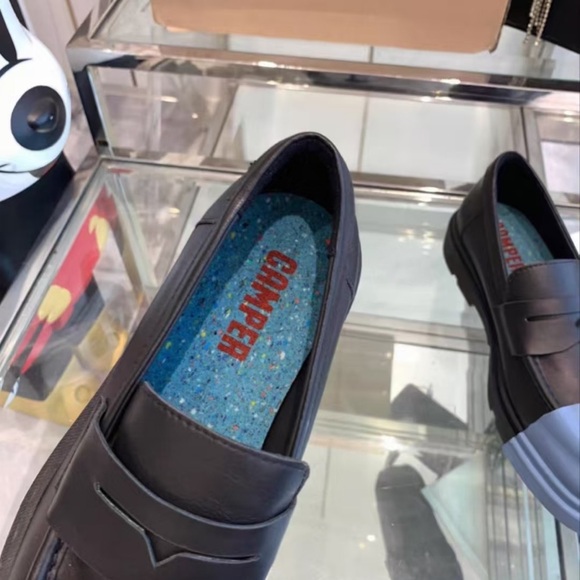 Camper Black Loafers with Baby Blue Toe Caps - Picture 9 of 9